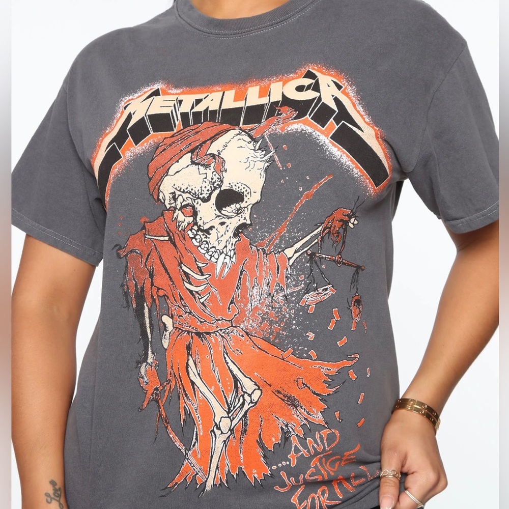 Metallica Oversized Washed Tee - Charcoal/ Dark Grey